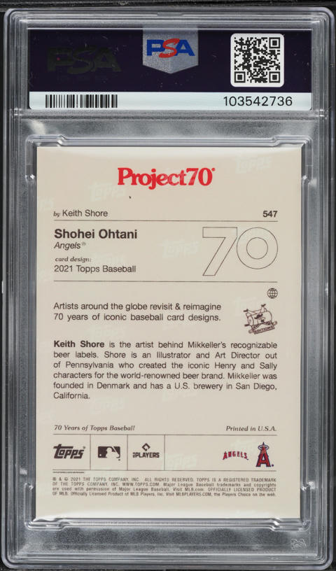 2021 Topps Project 70 By Keith Shore Shohei Ohtani #547 PSA 10 GEM
