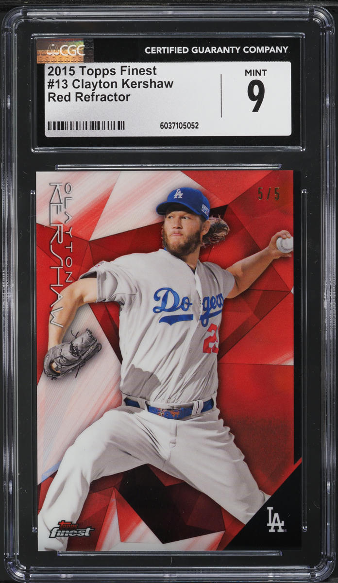 2015 Finest Red Refractor Clayton Kershaw 5/5 #13 CGC 9 MINT