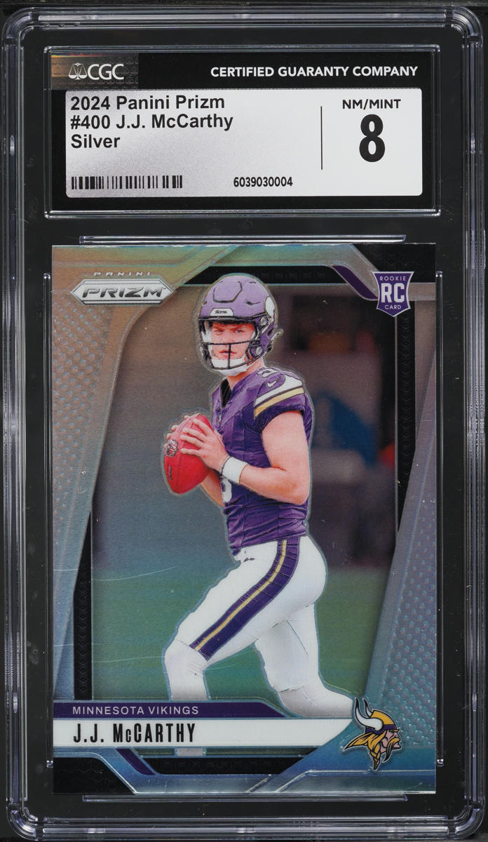 2024 Panini Prizm Silver J.J. McCarthy ROOKIE #400 CGC 8 NM-MT