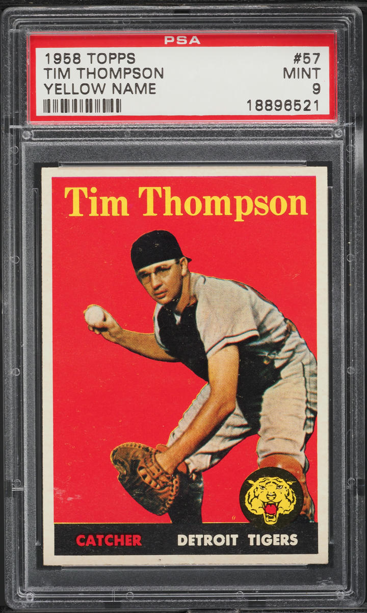1958 Topps Tim Thompson YELLOW NAME #57 PSA 9 MINT