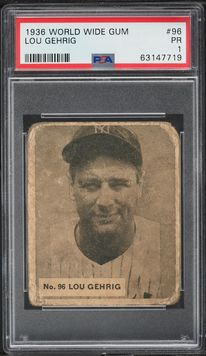 1936 World Wide Gum Lou Gehrig #96 PSA 1 PR