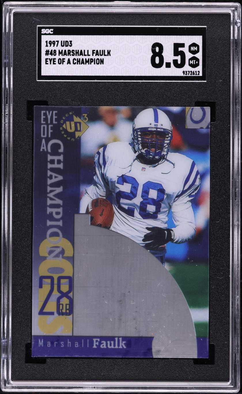 1997 Upper Deck UD3 Eye Of A Champion Marshall Faulk #48 SGC 8.5 NM-MT+