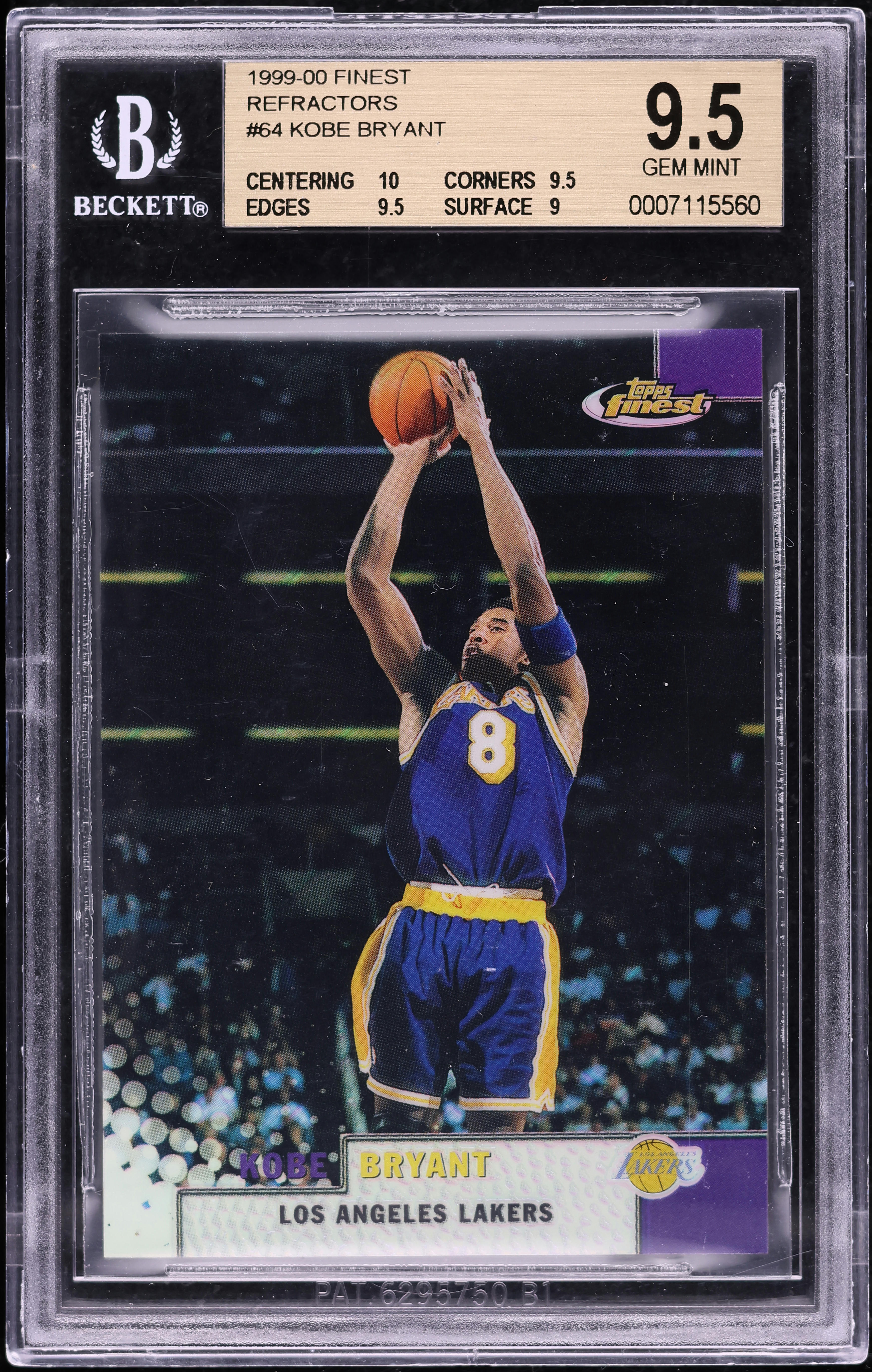 1999 Finest Basketball Refractor Kobe Bryant #64 BGS 9.5 GEM MINT 