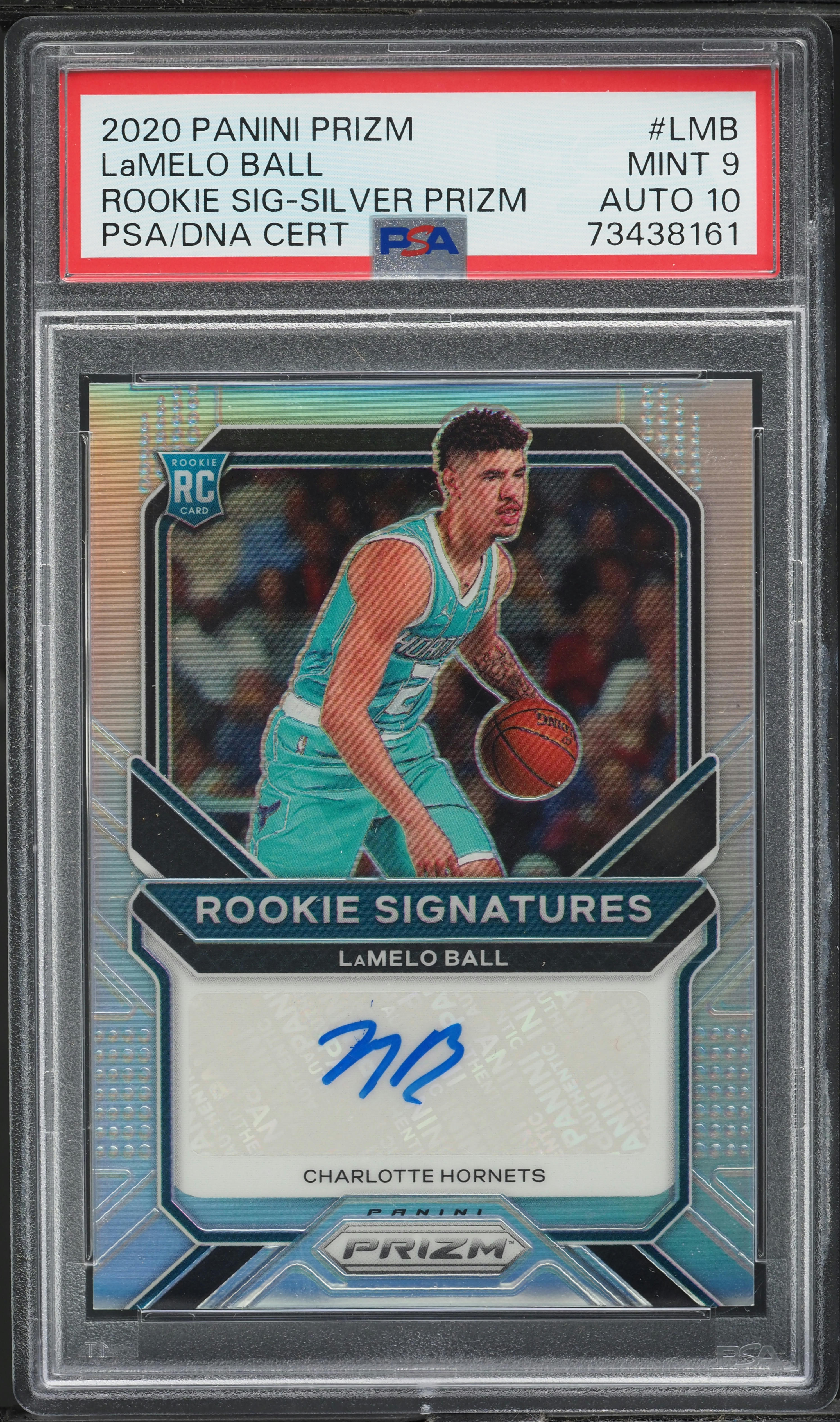 2020 Panini Prizm Silver LaMelo Ball ROOKIE AUTO DNA 10 #LMB PSA 9