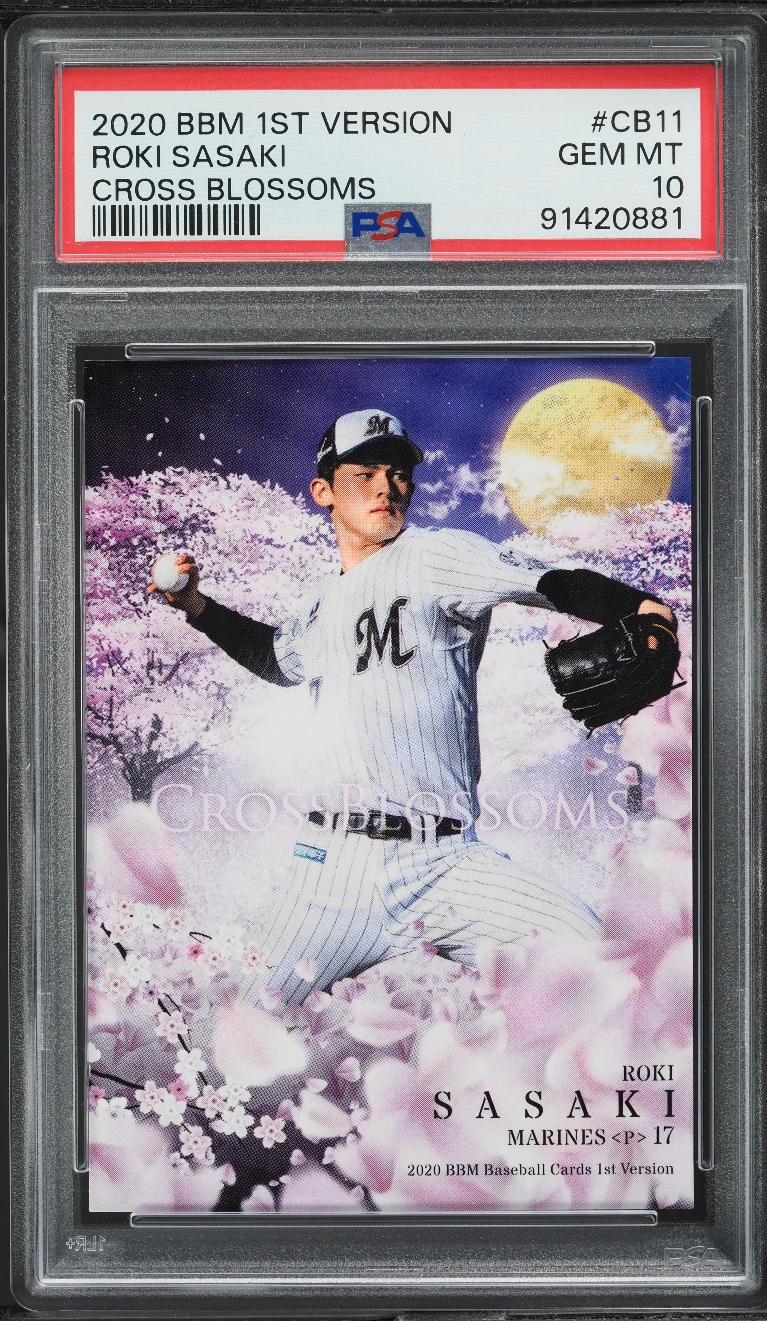 2020 BBM 1st Version Cross Blossoms Roki Sasaki ROOKIE #CB11 PSA