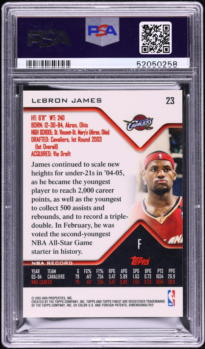2004 Finest Basketball LeBron James #23 PSA 10 GEM MINT
