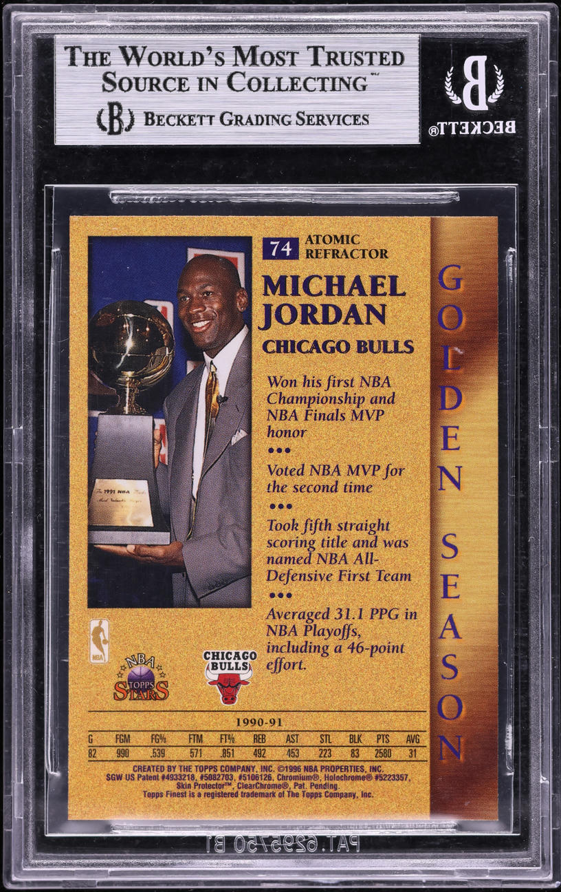 1996 Topps NBA Stars Atomic Refractor Michael Jordan #74 BGS 9 MINT