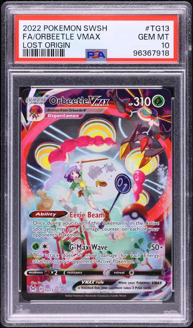 orbeetle vmax pokemon card value 2022 SWSH Lost Origin Full Art #TG13 PSA 10 GEM MINT on Fanatics Collect Weakness Fire ×2 Resistance None None Retreat Cost Orbeetle VMAX #11 Prices |