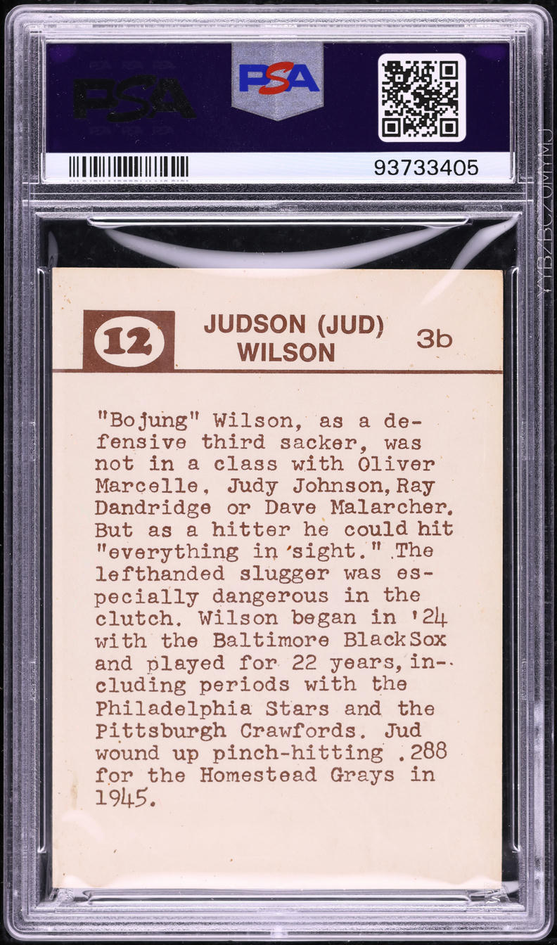 1974 Laughlin Old-Time Jud Wilson BLACK STARS #12 PSA 6 EXMT