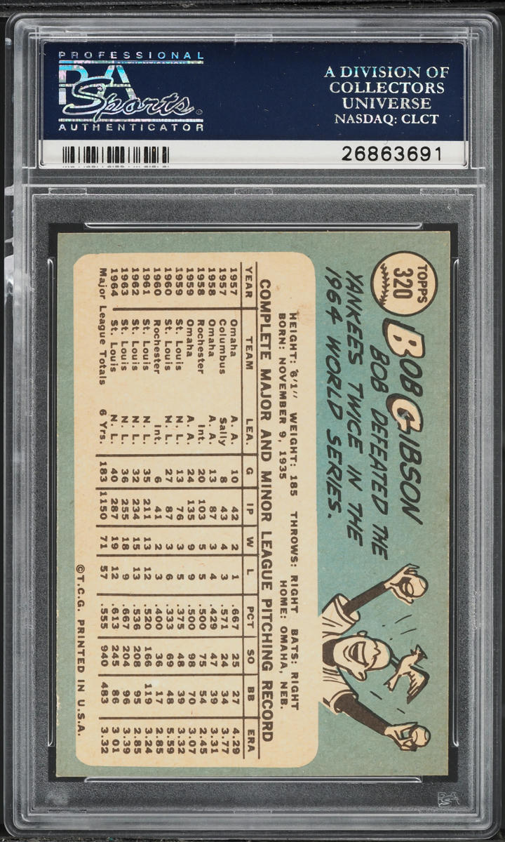1965 Topps Bob Gibson #320 PSA 8 NM-MT