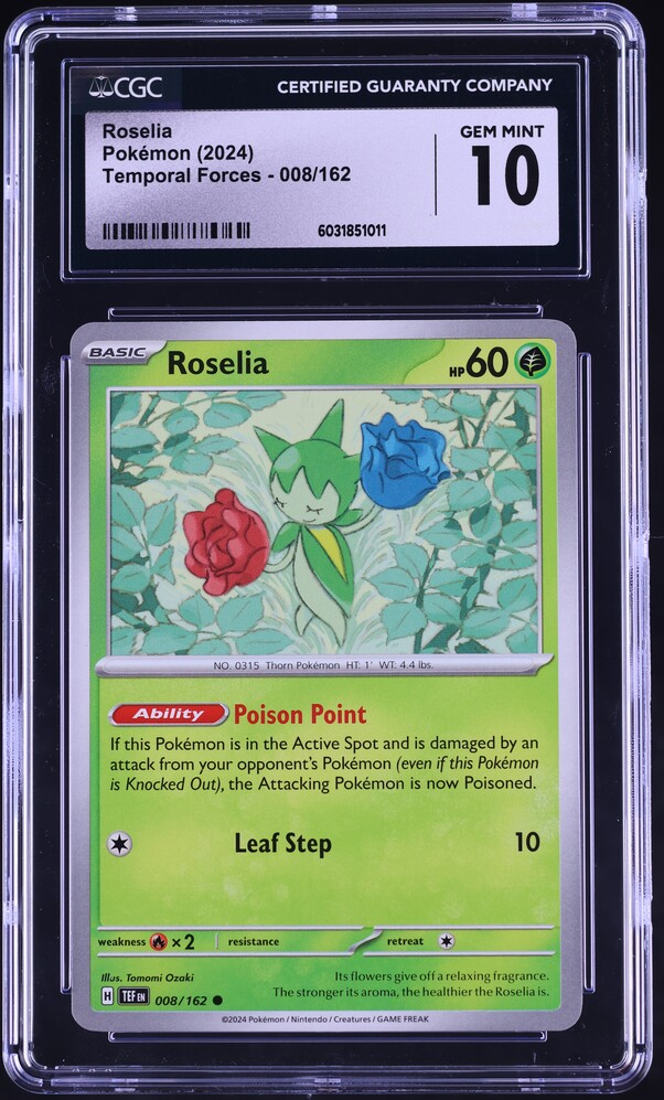 2024 Pokemon Scarlet & Violet Temporal Forces Roselia #8 CGC 10 GEM MINT