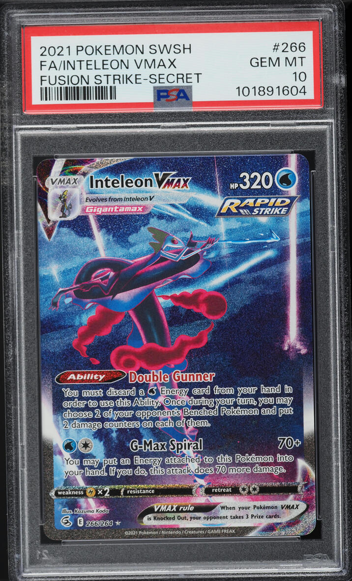 2021 Pokemon SWSH Fusion Strike Full Art Inteleon VMAX #266 PSA 10 GEM MINT