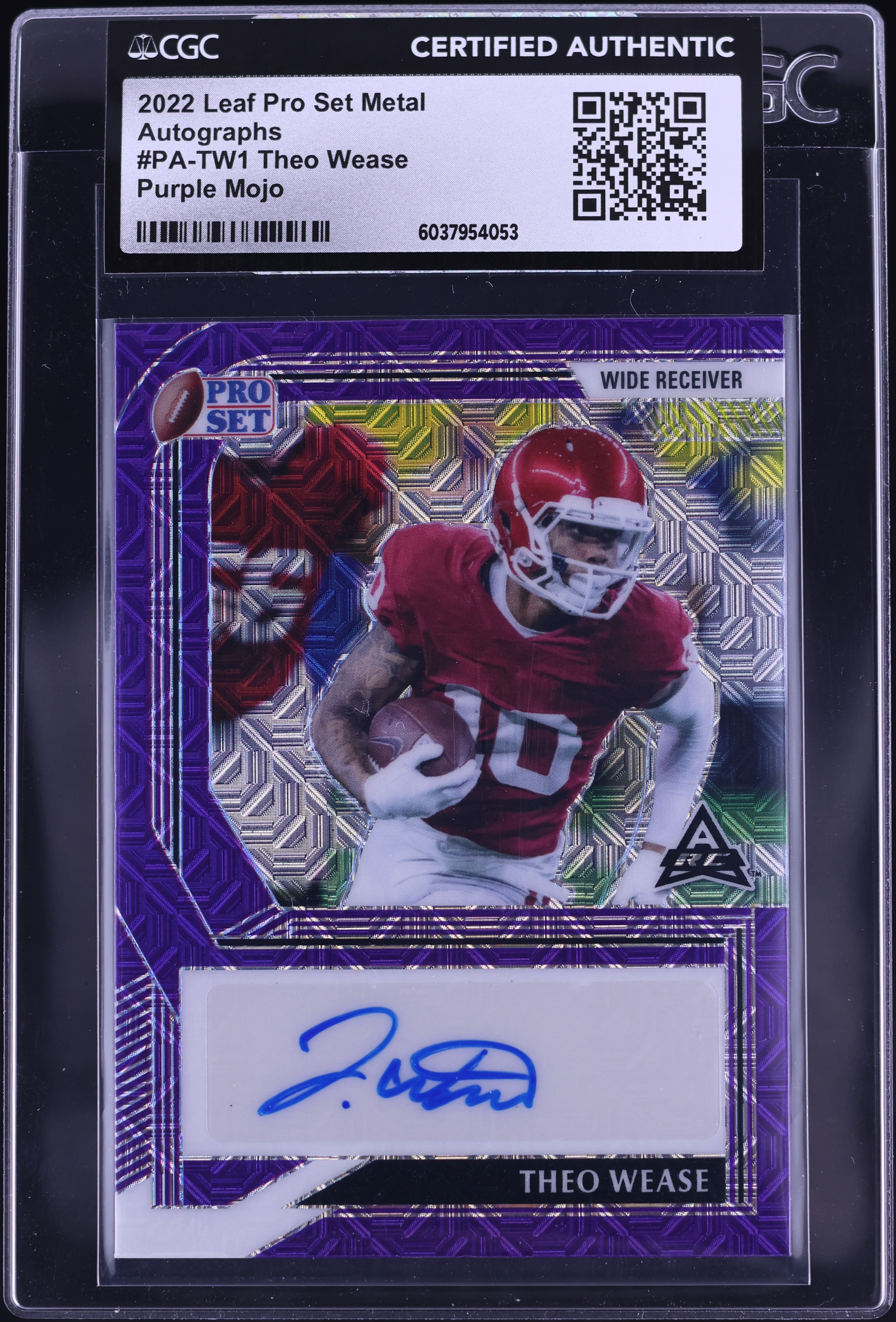 2022 Leaf Pro Set Metal Purple Mojo Theo Wease ROOKIE AUTO /15 #PA