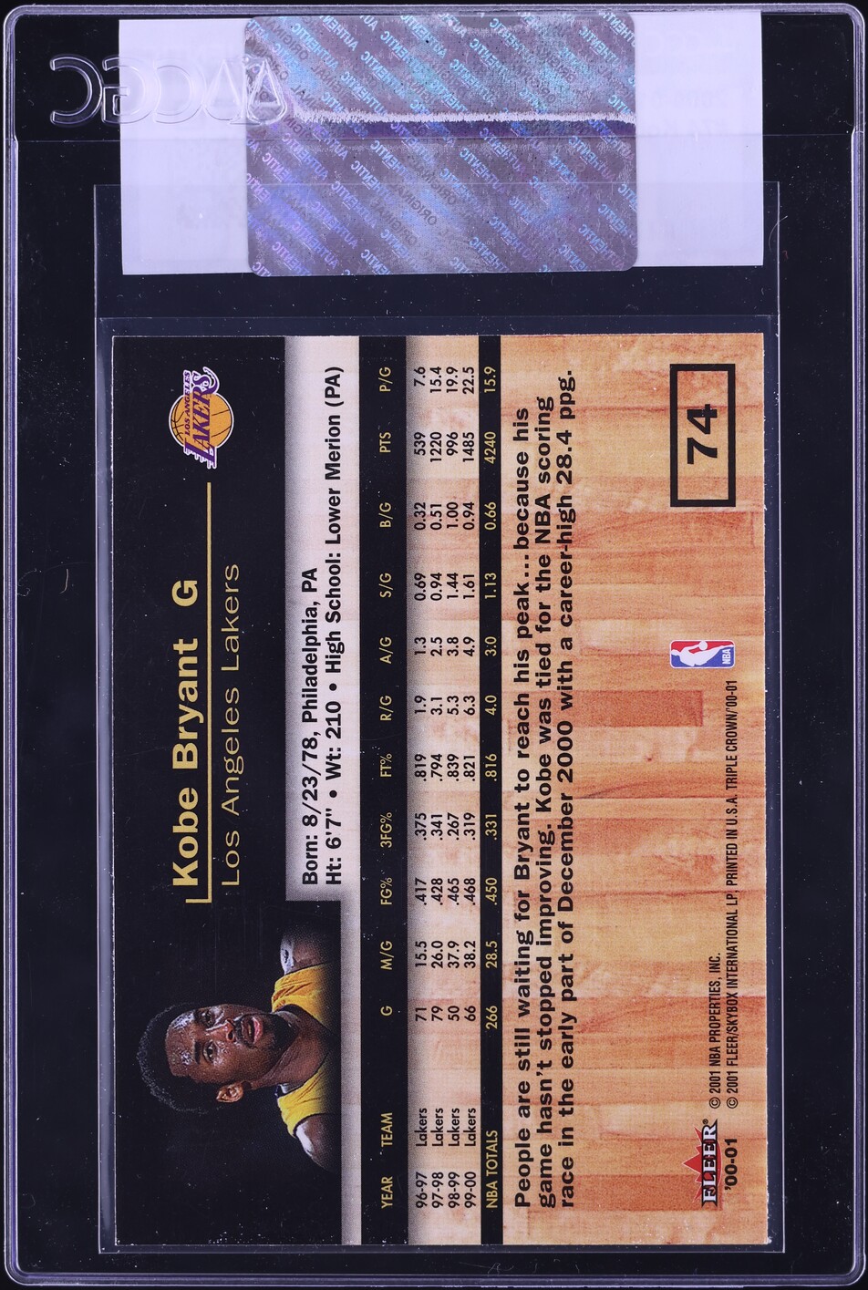 2000 Fleer Triple Crown Kobe Bryant #74 CGC AUTH