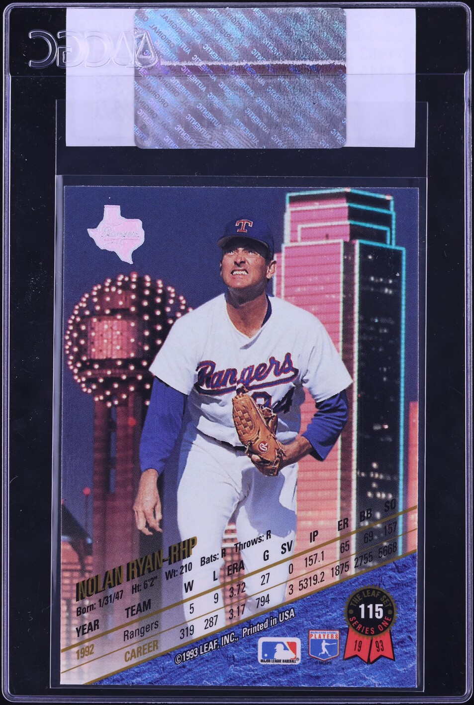 1993 Leaf Nolan Ryan #115 CGC AUTH