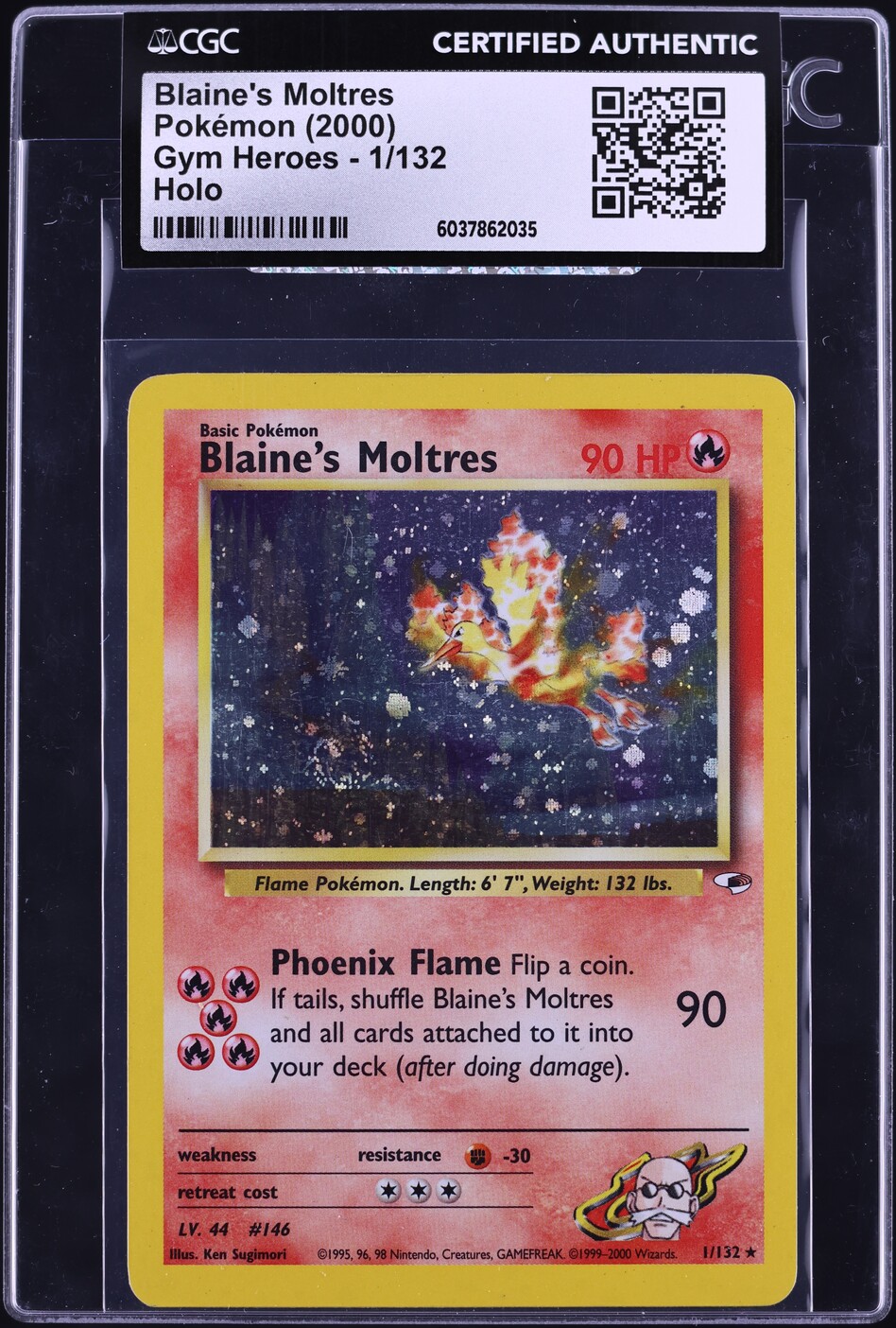 2000 Pokemon Gym Heroes Holo Blaine's Moltres #1 CGC AUTH