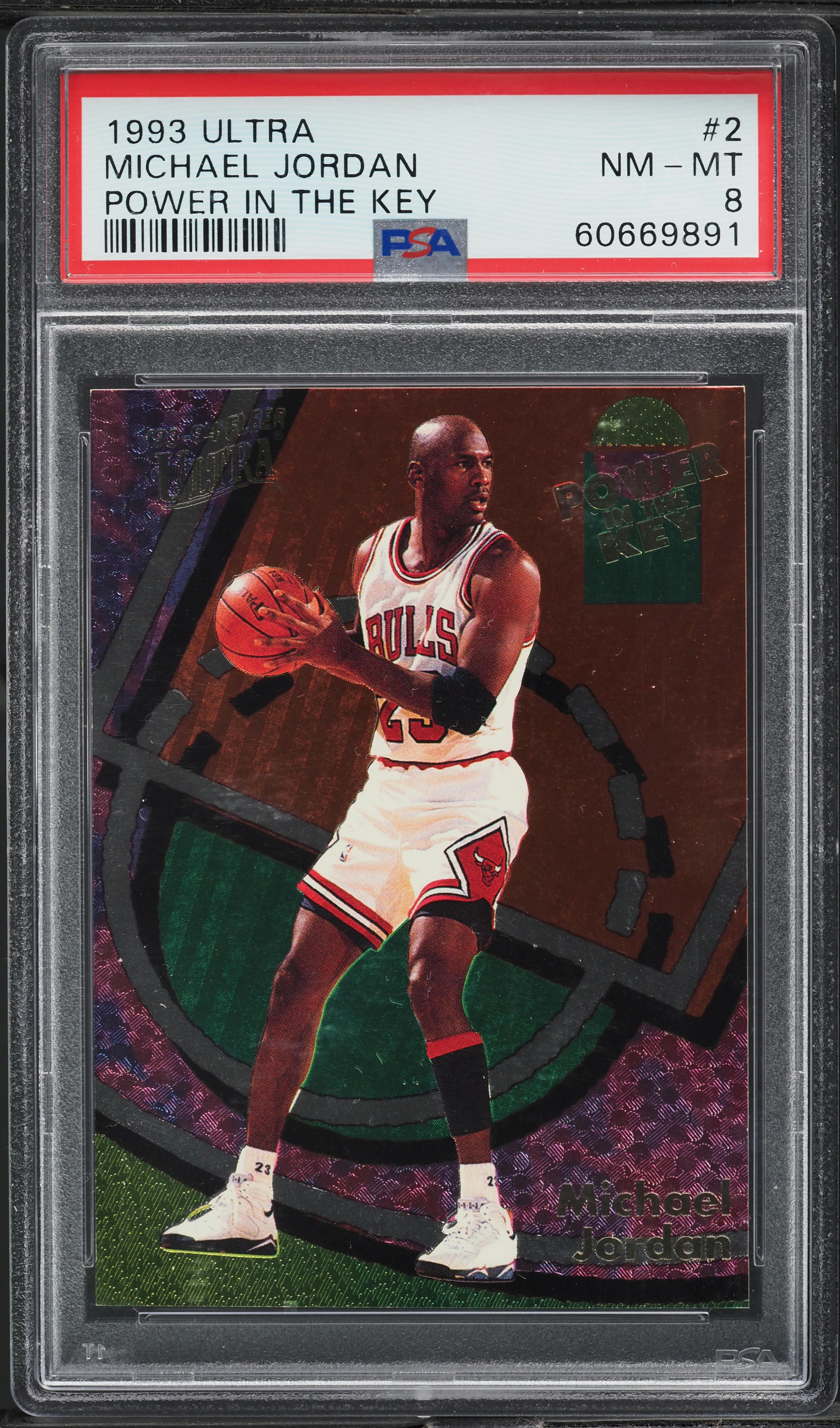 1993 Ultra Basketball Power In The Key Michael Jordan #2 PSA 8 NM