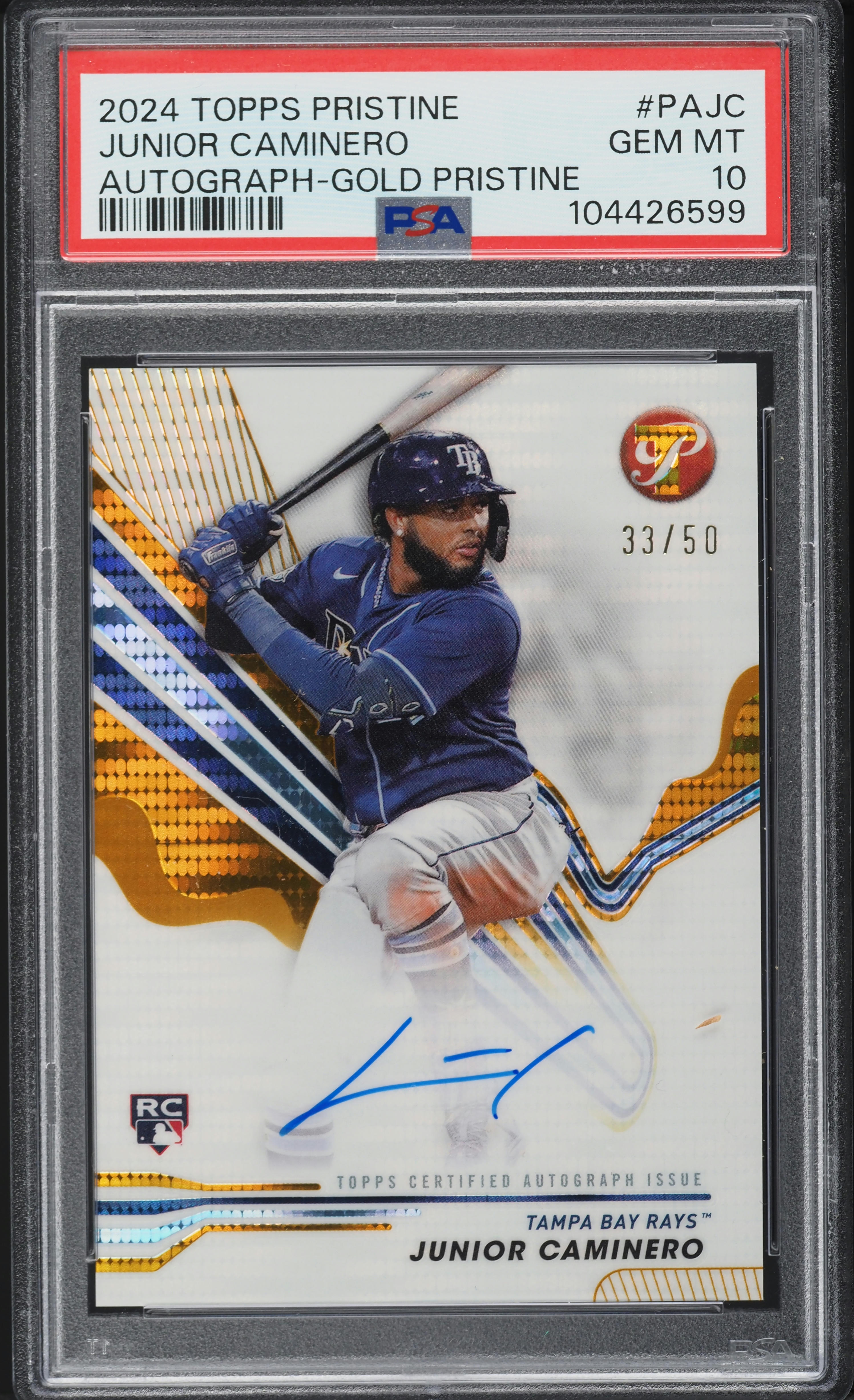 2024 Topps Pristine Gold Junior Caminero ROOKIE AUTO /50 #PAJC PSA 