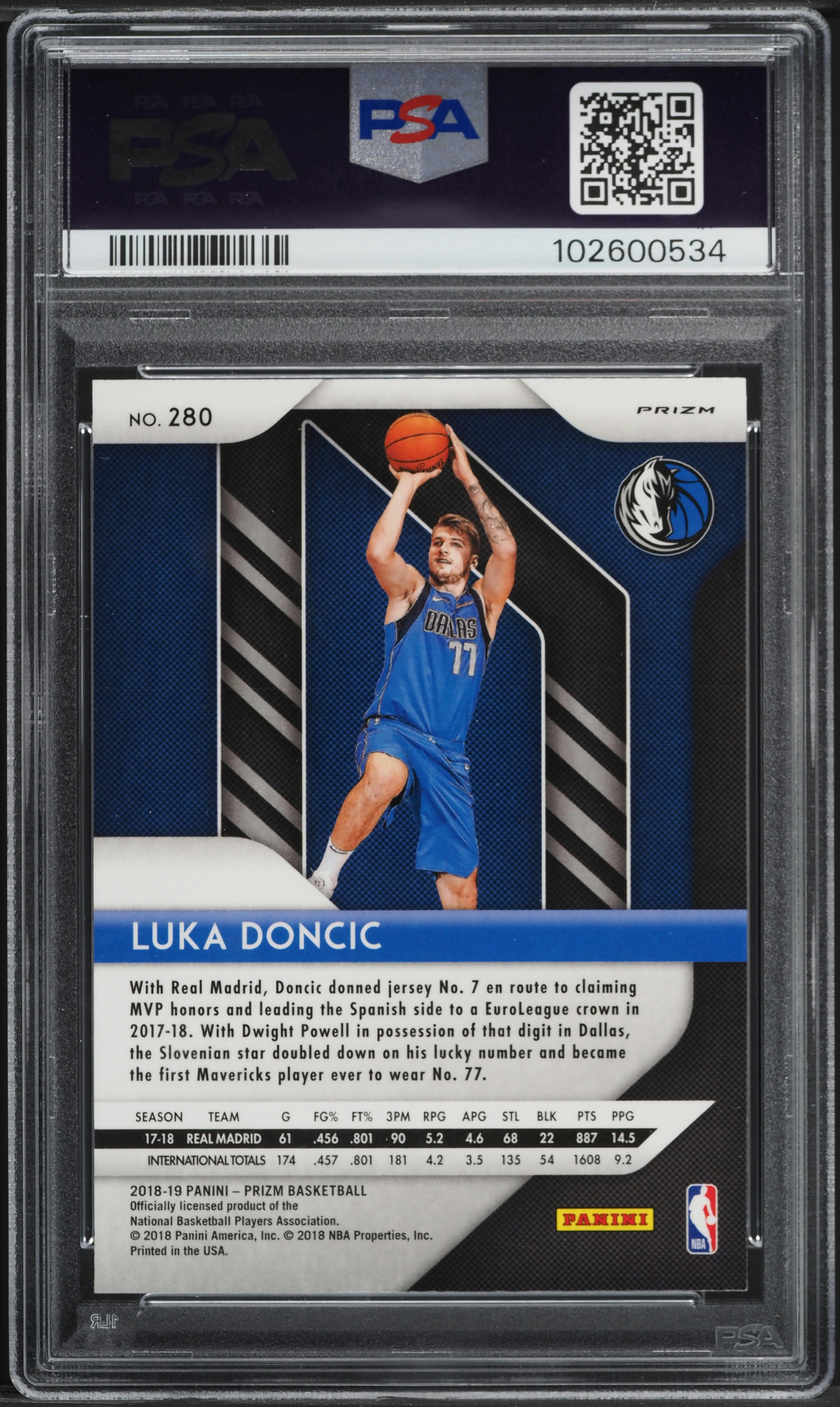 2018 Panini Prizm Hyper Luka Doncic ROOKIE #280 PSA 9 MINT on