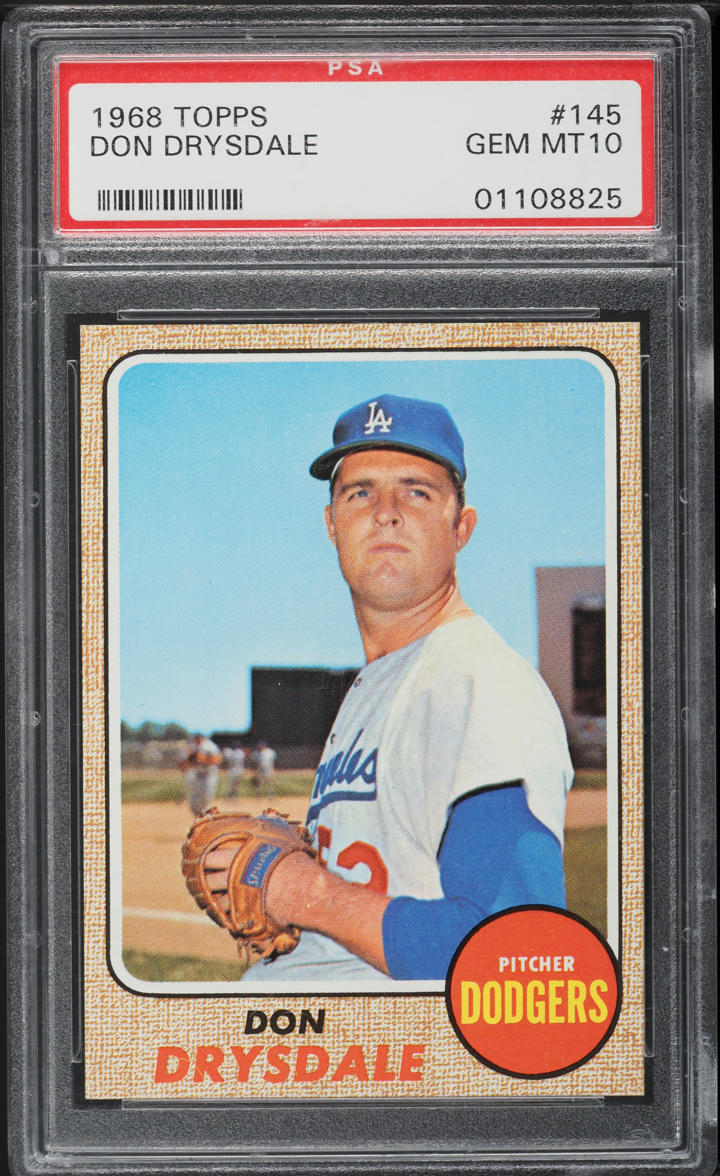 1968 Topps Don Drysdale #145 PSA 10 GEM MINT