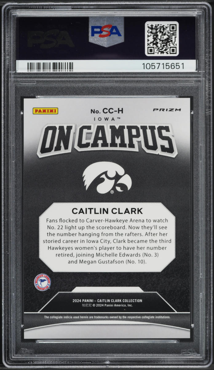2024 Panini Collection On Campus Hy Vee Exclusive Caitlin Clark RC #CCH PSA 10