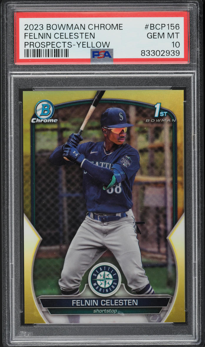 2023 Bowman Chrome Yellow Refractor Felnin Celesten /75 #BCP156 PSA 10 GEM MINT