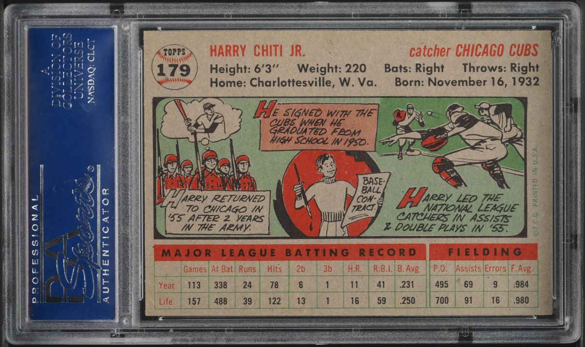 1956 Topps Harry Chiti #179 PSA 7 NRMT