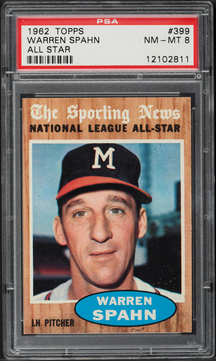 1962 Topps Warren Spahn ALL-STAR #399 PSA 8 NM-MT