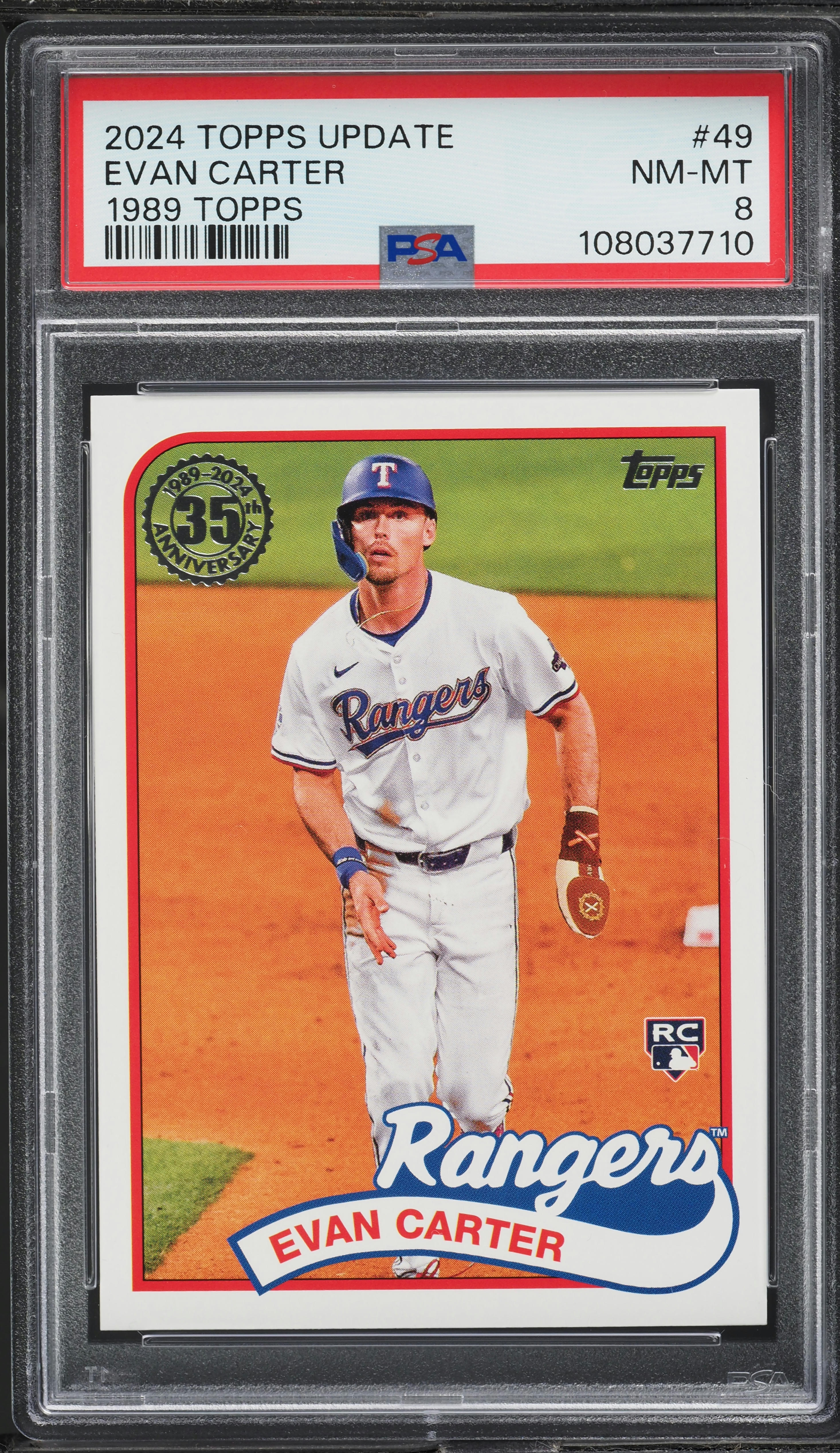 2024 Topps Update '89 Evan Carter ROOKIE #49 PSA 8 NM-MT on