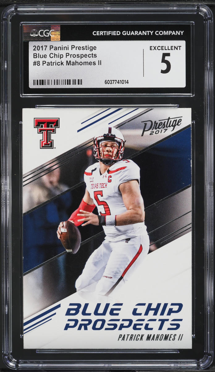 2017 Panini Prestige Blue Chip Prospects Patrick Mahomes II ROOKIE #8 CGC 5 EX