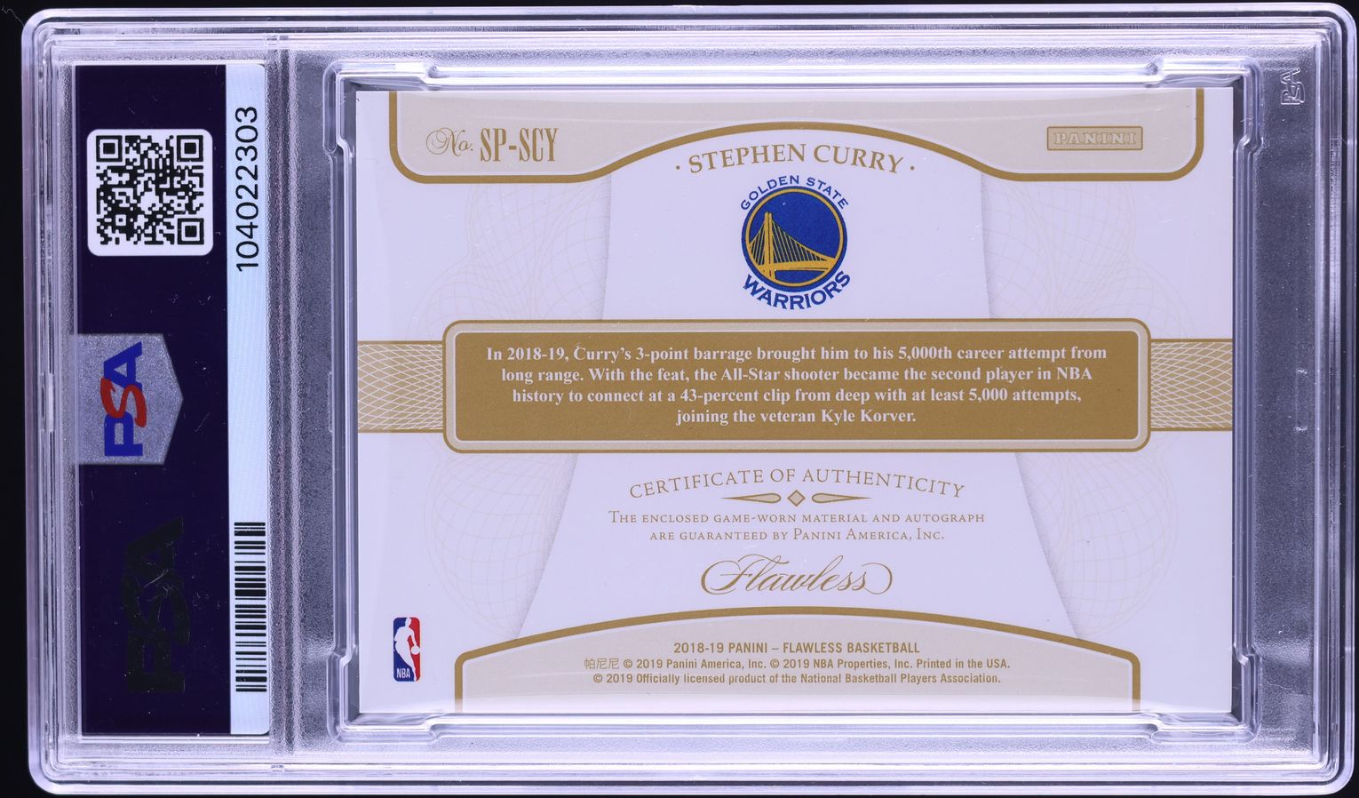 2018 Panini Flawless Prime Ruby Stephen Curry PATCH AUTO /14 #SP-SCY PSA 10 GEM