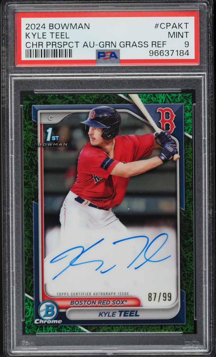2024 Bowman Chrome Green Grass Kyle Teel PROSPECT AUTO /99 #CPAKT PSA 9 MINT