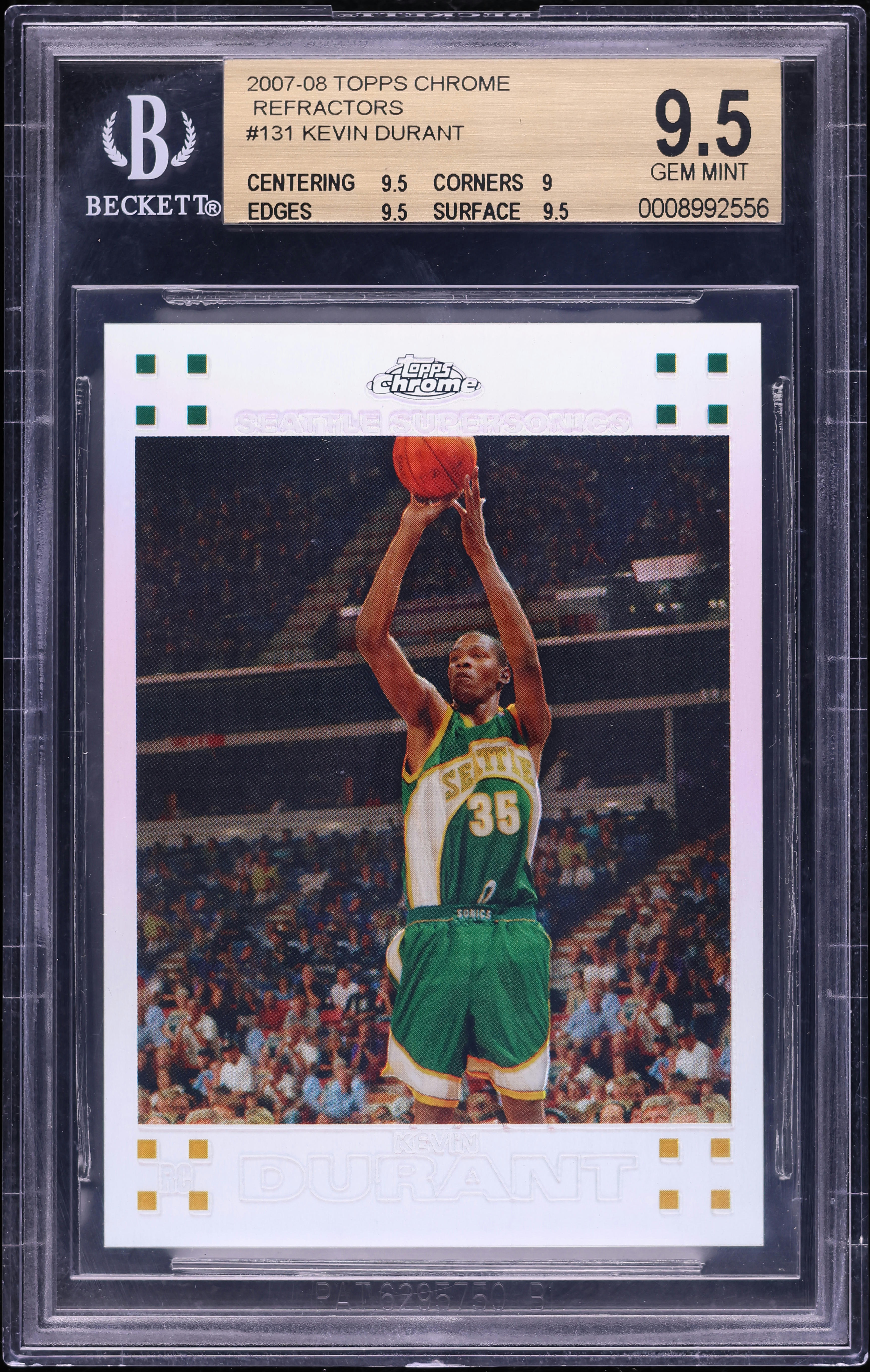 2007 Topps Chrome Refractor Kevin Durant ROOKIE /1499 #131 BGS 9.5