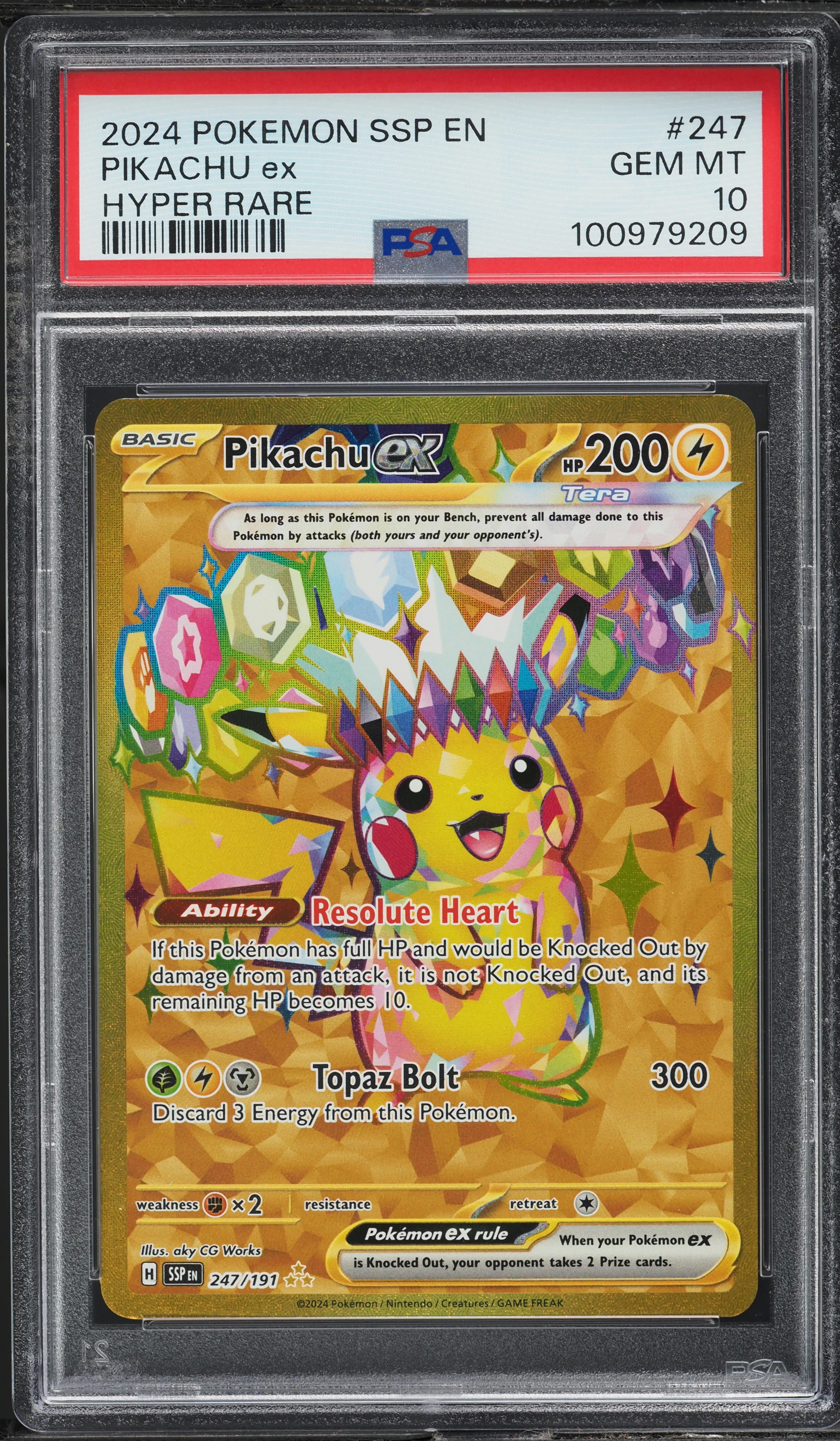 2024 Pokemon Ssp En Surging Sparks Hyper Rare Pikachu Ex #247 PSA