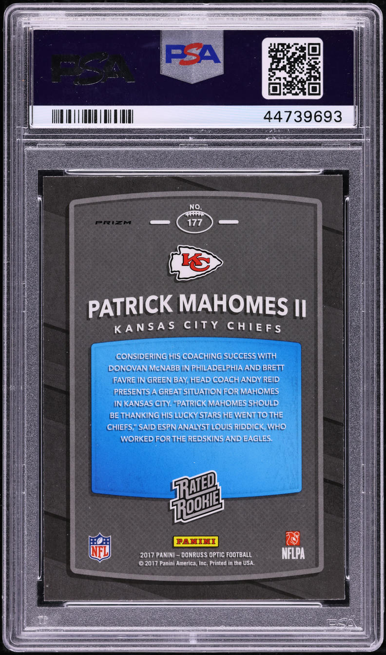 2017 Donruss Optic Holo Patrick Mahomes II ROOKIE #177 PSA 10 GEM MINT