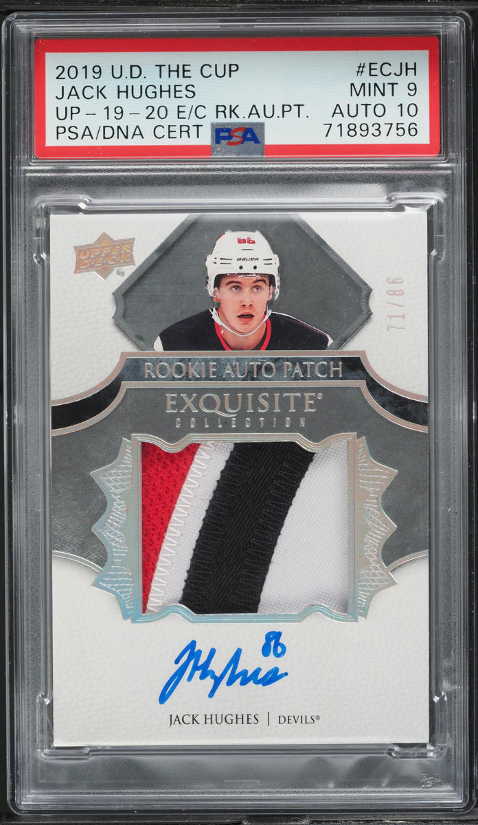 2019 The Cup Update Exquisite Jack Hughes RC PATCH AUTO DNA 10 /86 #ECJH PSA 9