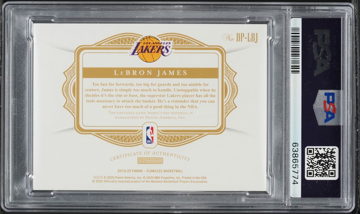 2019 Panini Flawless Dual Ruby LeBron James PATCH /15 #DPLBJ PSA 8 NM-MT