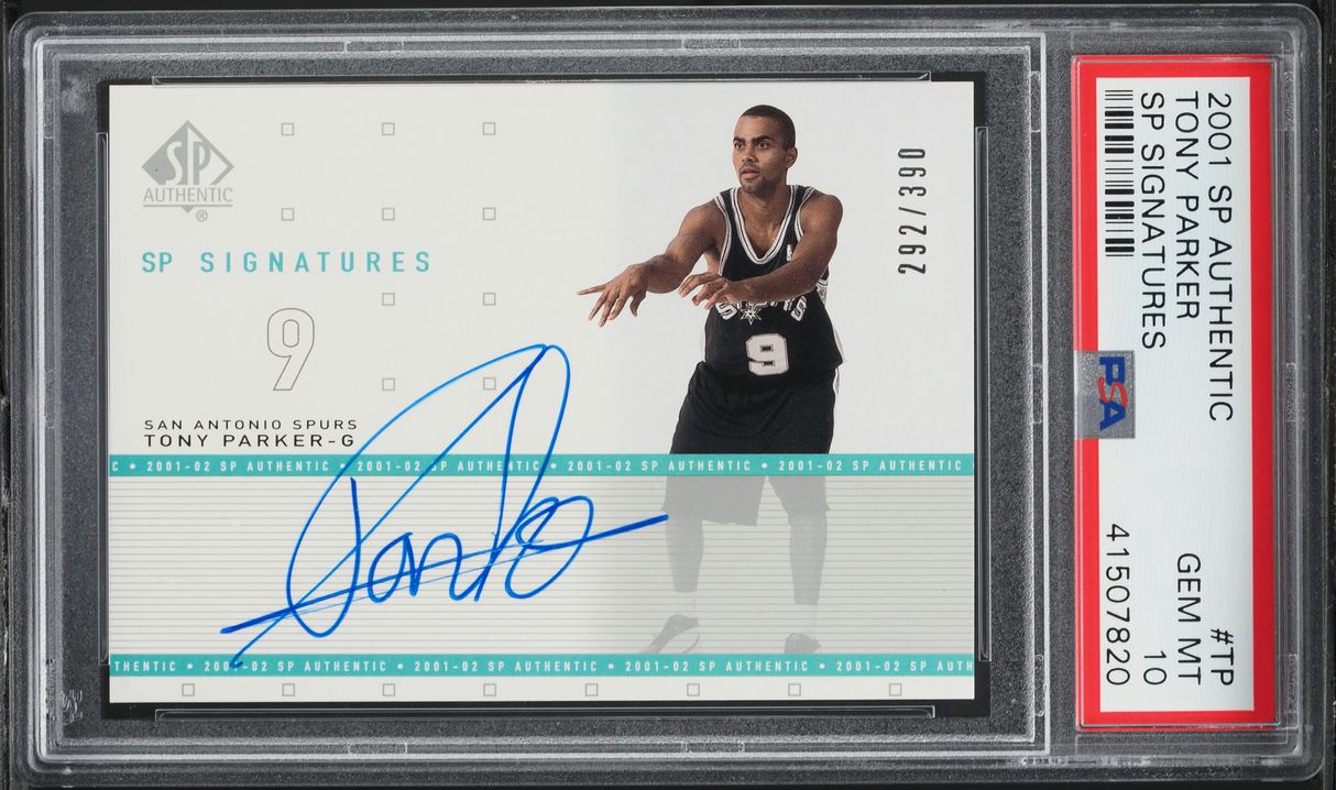 2001 SP Authentic Signatures Tony Parker ROOKIE AUTO /390 #TP PSA 10 GEM MINT