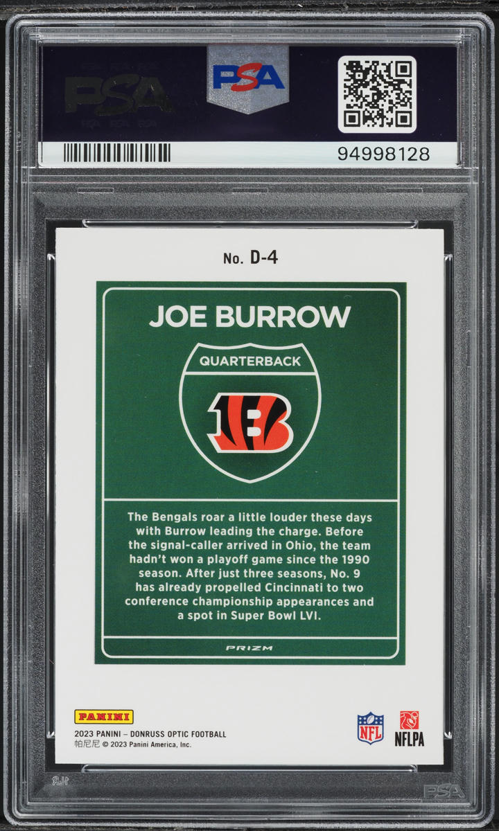 2023 Donruss Optic Downtown Joe Burrow #D4 PSA 10 GEM MINT