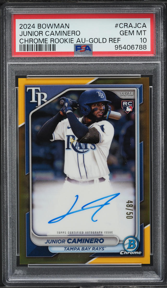2024 Bowman Chrome Gold Junior Caminero ROOKIE AUTO /50 #CRAJCA PSA 10 GEM MINT