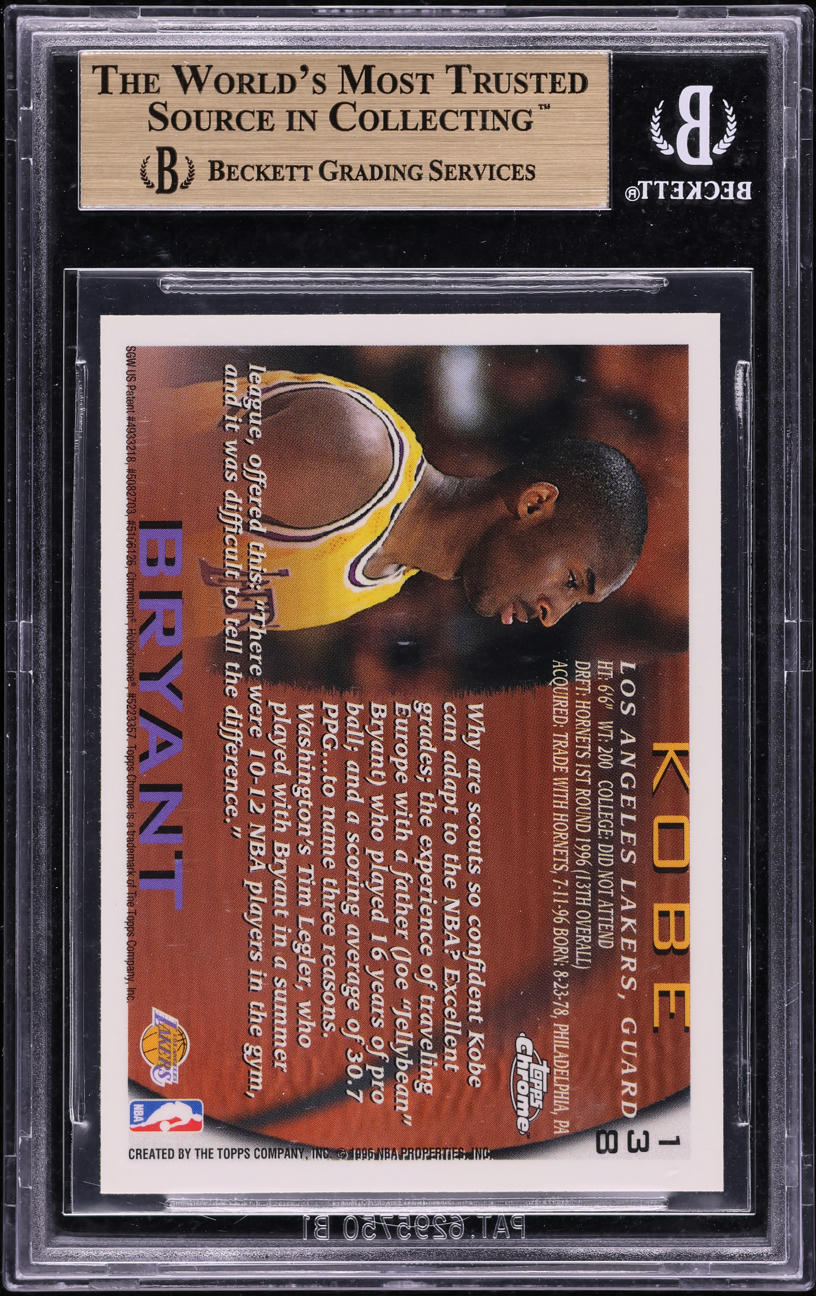 1996 Topps Chrome Kobe Bryant ROOKIE #138 BGS 9.5 GEM MINT