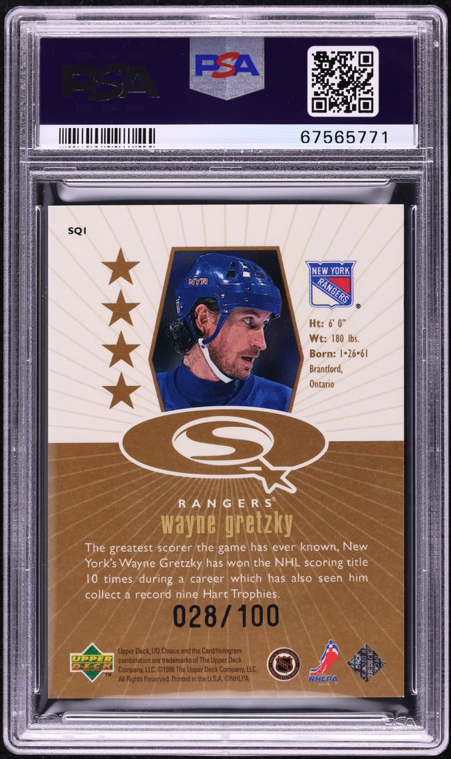 1998 Upper Deck Choice Starquest Gold Wayne Gretzky /100 #SQ1 PSA 7 NRMT