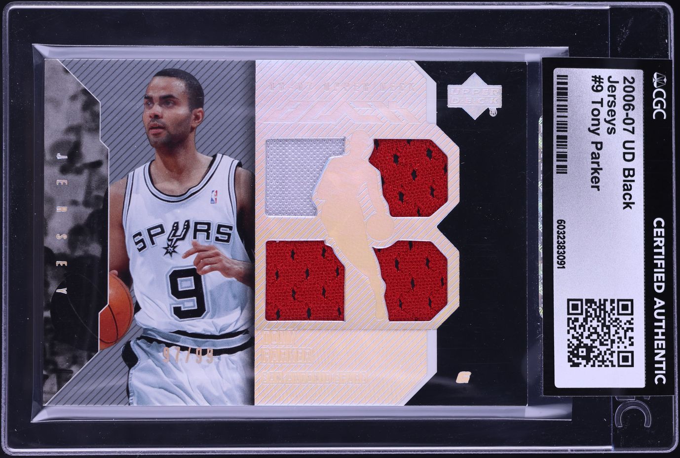 2006 Upper Deck Black Tony Parker PATCH /99 #9 CGC AUTH