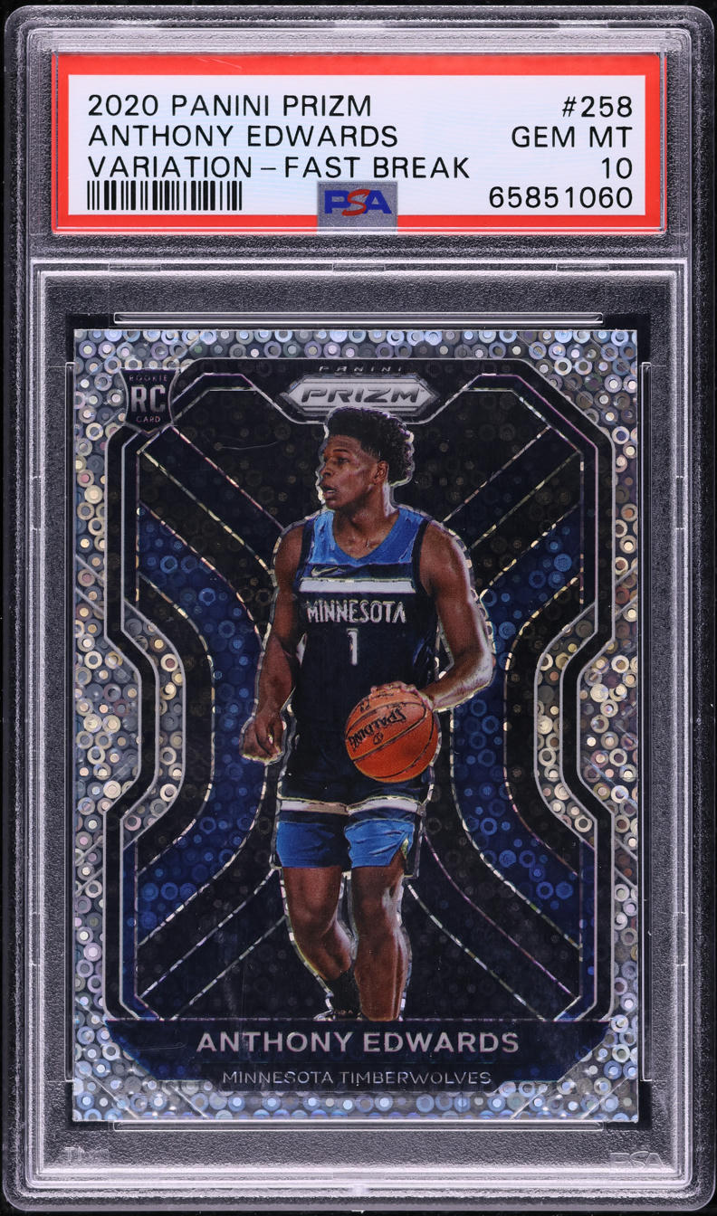 2020 Panini Prizm Fast Break Variation Anthony Edwards ROOKIE #258 PSA 10 GEM