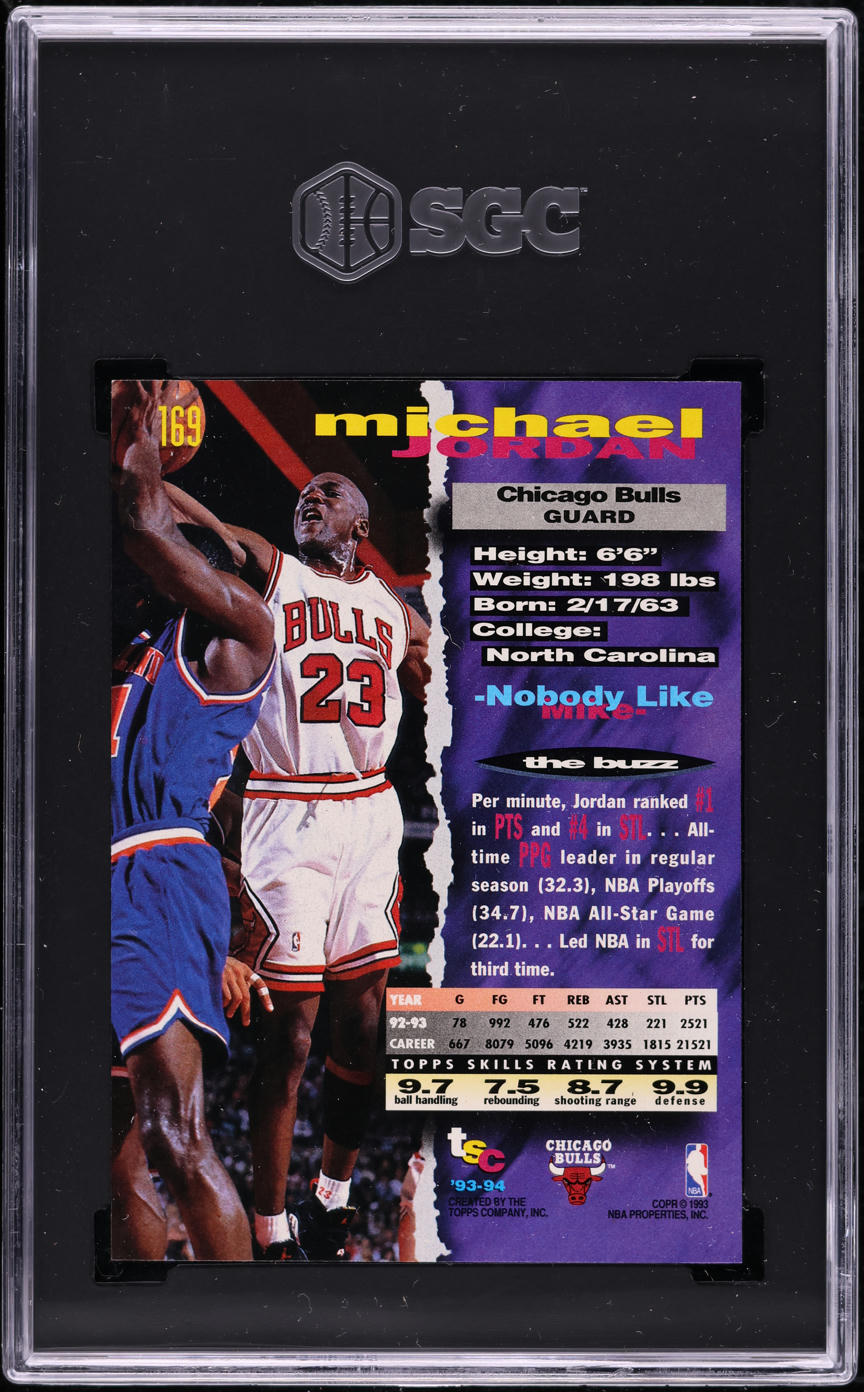 1993 Stadium Club First Day Issue Michael Jordan #169 SGC AUTH on