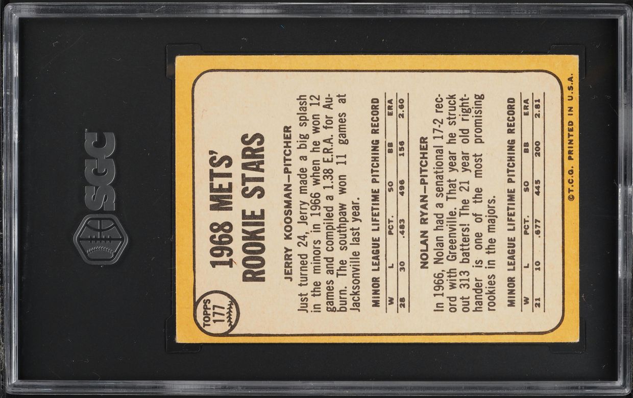 1968 Topps Nolan Ryan ROOKIE #177 SGC 4 VGEX