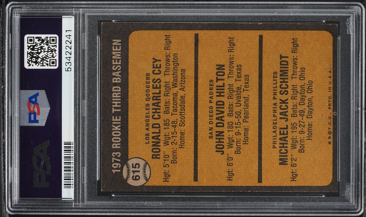 1973 Topps Mike Schmidt ROOKIE #615 PSA 7 NRMT