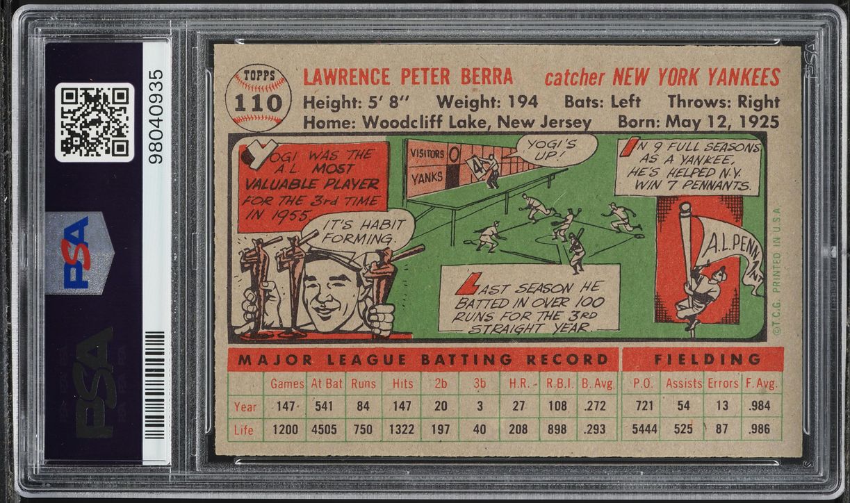 1956 Topps Yogi Berra #110 PSA 7 NRMT