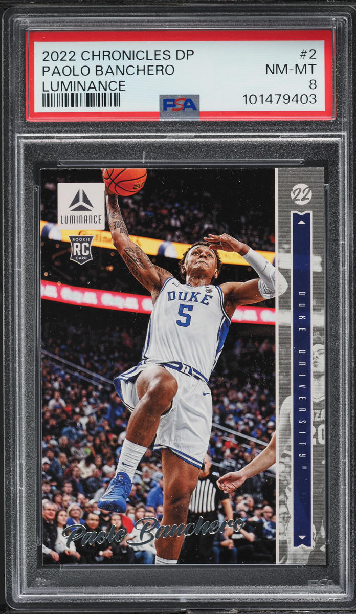 2022 Panini Chronicles Draft Picks Luminance Paolo Banchero ROOKIE #2 PSA 8