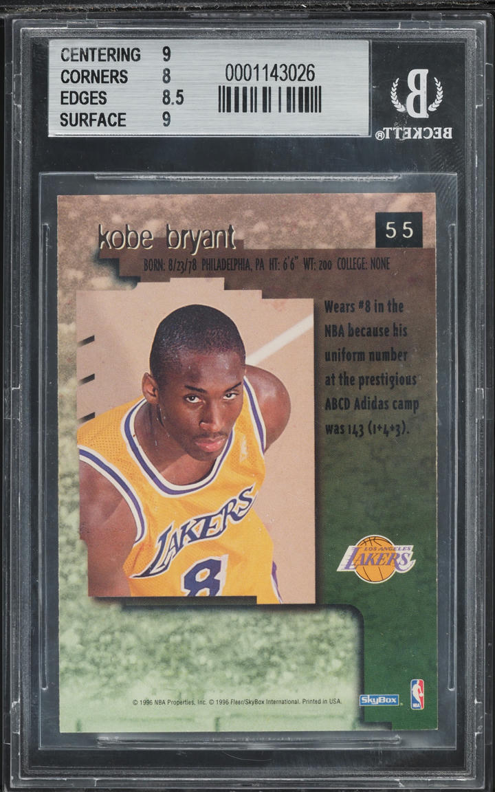 1996 Skybox Premium Rubies Kobe Bryant ROOKIE #55 BGS 8.5 NM-MT+